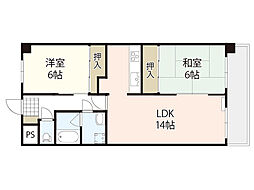 メゾン山嘉3 2LDKの間取図画像