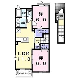 ジェルメKEHA 2LDKの間取図画像