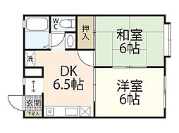 皆賀コーポラス 2DKの間取図画像