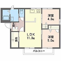 フレグランス宮郷A 2LDKの間取図画像