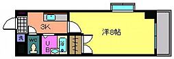 メルベーユ八番館 1Kの間取図画像