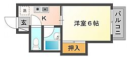 メゾンいちばB棟 1Kの間取図画像
