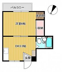 コーポカワモト 1DKの間取図画像