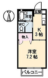 フォーレストヒルズ 1Kの間取図画像