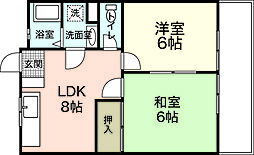 サンコーポ筒本 2DKの間取図画像