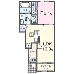 パストラーレ D 1LDKの間取図画像