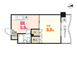 グレース中田 1DKの間取図画像