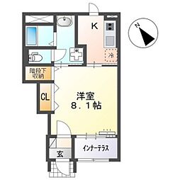 トワ マリー 1Kの間取図画像
