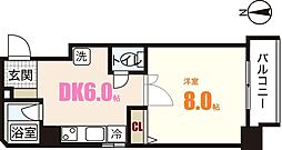 アヴァンセ中筋2 1DKの間取図画像