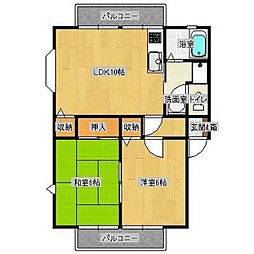 パストラル桃山 2LDKの間取図画像
