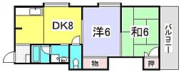 みのうコーポ 2DKの間取図画像