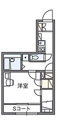 レオパレスMelodey 1Kの間取図画像