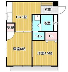 光苑ハイム 2DKの間取図画像