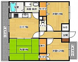 ローズヒル府中 3DKの間取図画像