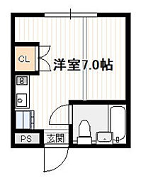 ワンピース ワンルームの間取図画像