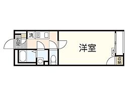 レオネクストアンジュール2 1Kの間取図画像