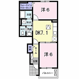 プリート 2DKの間取図画像