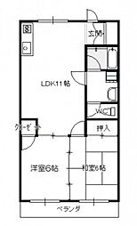 第二植木コーポ 2LDKの間取図画像
