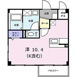 サンユニゾン ワンルームの間取図画像