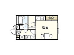 レオパレスGreenHill 1Kの間取図画像