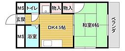 メゾン羽田 1DKの間取図画像