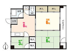 西本ビル 2SDKの間取図画像