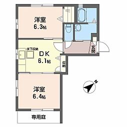 オーシャンビュー駿河 2DKの間取図画像