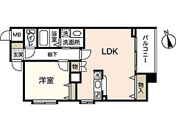 カサヴェルデ八丁堀 1LDKの間取図画像