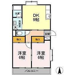 カレントK.01 2DKの間取図画像