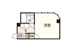 第3中国技建ビル 1Kの間取図画像