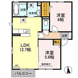 サニーコート山田 2LDKの間取図画像