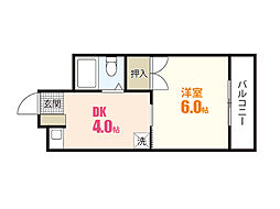 コーポ木村 1Kの間取図画像