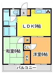 コーポ・ウッド 2DKの間取図画像