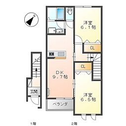 セリシール 2DKの間取図画像