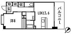 メディオコート大手町 1LDKの間取図画像