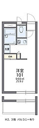 レオパレスリヴェール ワンルームの間取図画像
