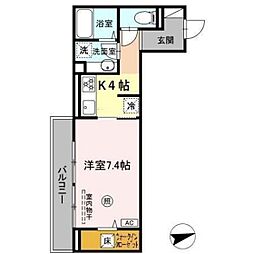 ルーチェ船越 1Kの間取図画像