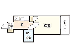 ダイアパレス比治山パークサイド 1Kの間取図画像