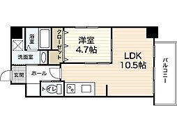 ASTER中広 1LDKの間取図画像