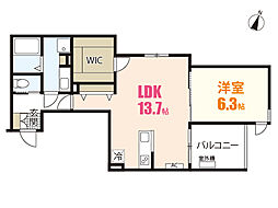 Flugel 1LDKの間取図画像