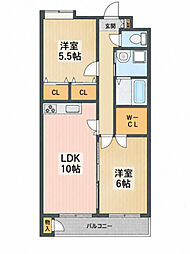 ヴィラヨシミ 2LDKの間取図画像