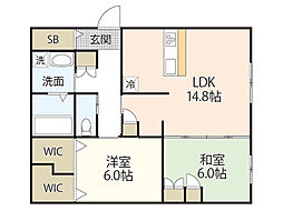 広島市南区東雲2丁目マンション 2LDKの間取図画像