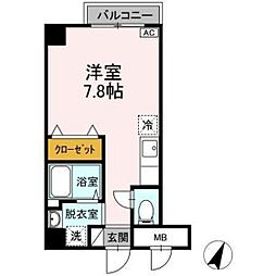 広大ブルデル ワンルームの間取図画像