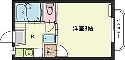 サンヒルズA 1Kの間取図画像