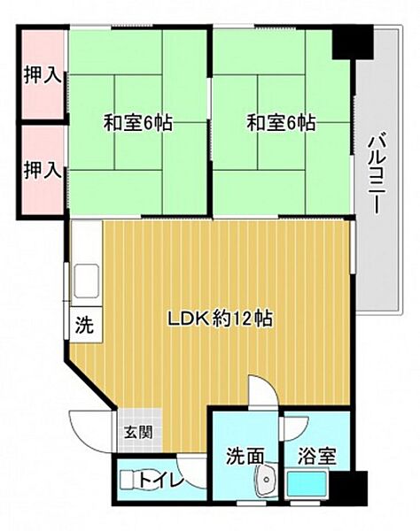 広島県広島市東区光町1丁目(賃貸マンション2LDK・2階・50.93㎡)の写真 その2