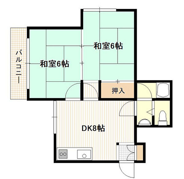 広島県広島市西区三篠町2丁目(賃貸マンション2DK・2階・43.00㎡)の写真 その2