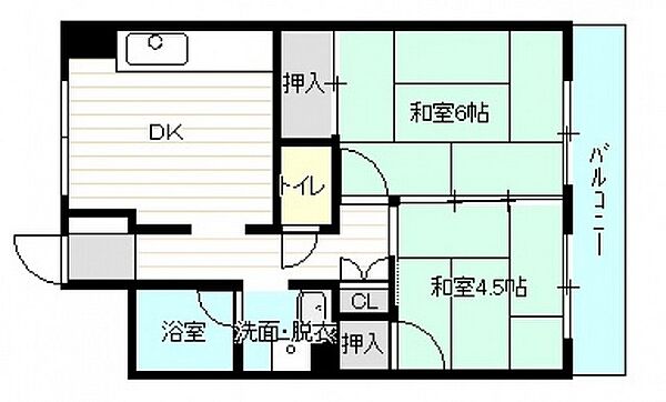 広島県広島市西区中広町3丁目(賃貸マンション2DK・3階・34.85㎡)の写真 その2