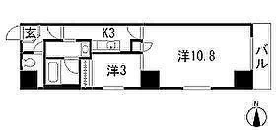 クレセント・ヒルズ ｜広島県広島市中区鉄砲町(賃貸マンション2K・9階・37.19㎡)の写真 その2