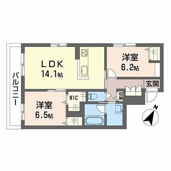 広島県広島市東区温品5丁目(賃貸マンション2LDK・1階・64.87㎡)の写真 その2