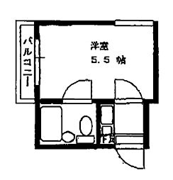 サンローレル平野町 5階1Kの間取り